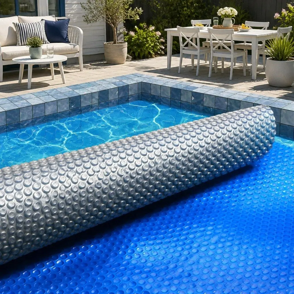 Solar Pool Cover 6.5x3m 400 Micron Bubble Blue Silver Isothermal Swimming