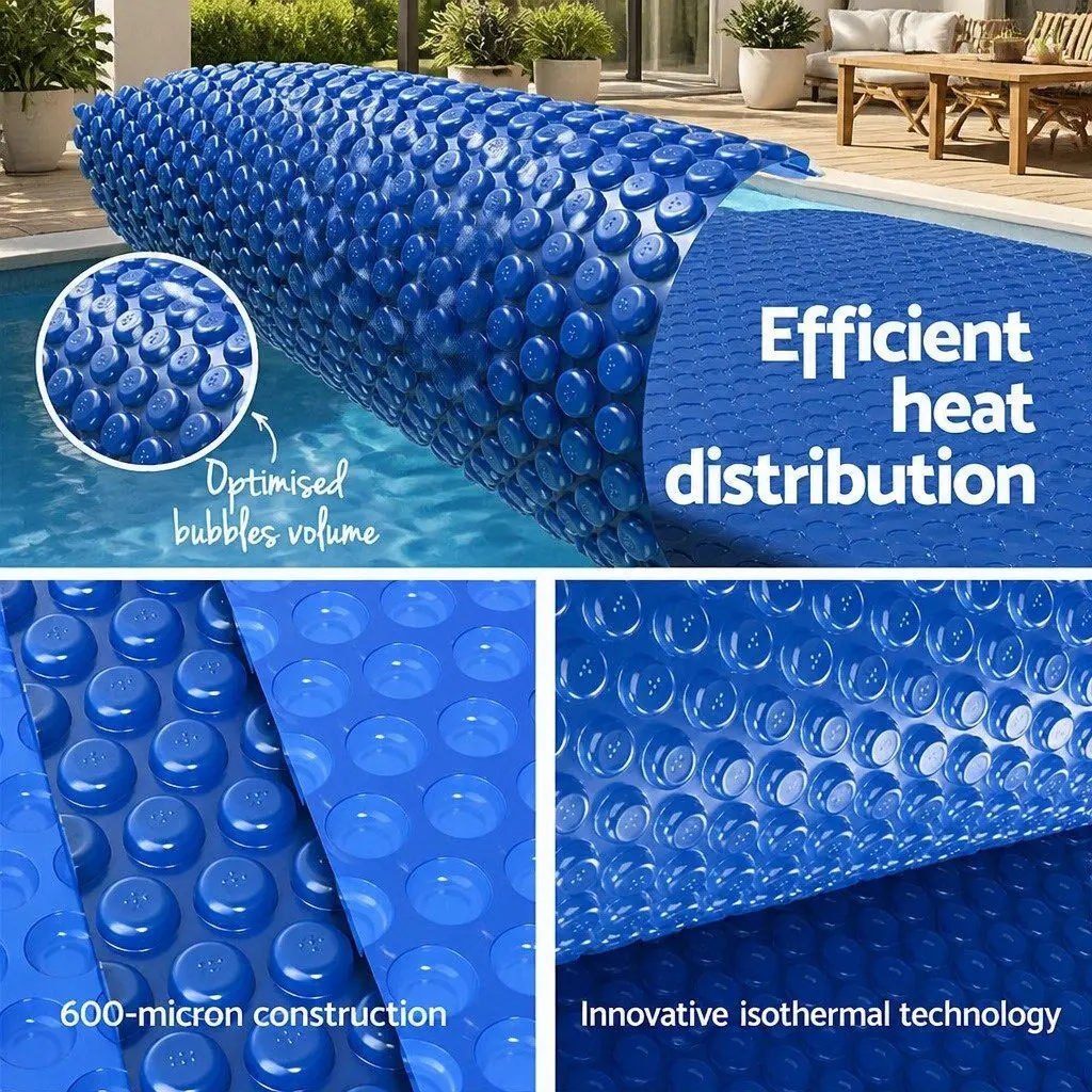 Pool Cover Solar Blanket 7x4m 600 Micron with Aluminium Roller Crank System