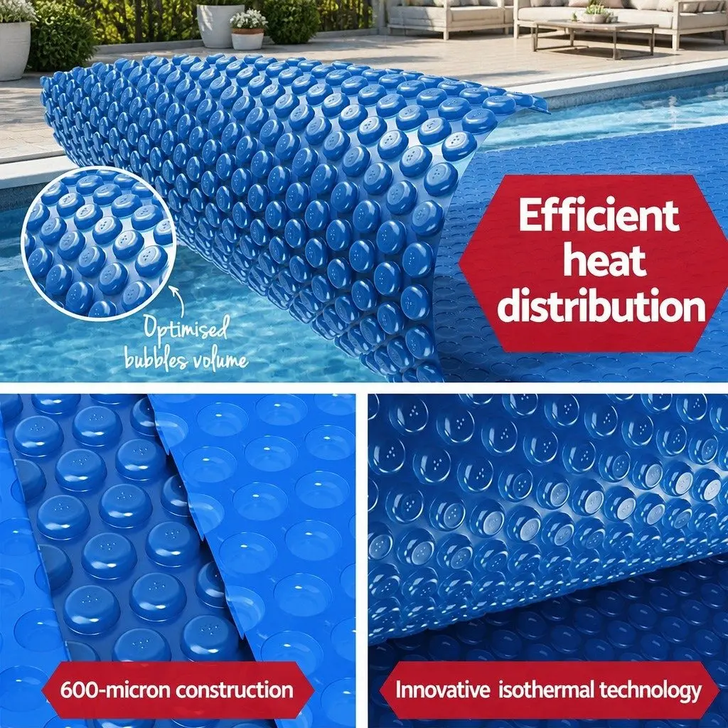 Pool Cover Solar Blanket 7x4m 600 Micron with Aluminium Roller Crank System