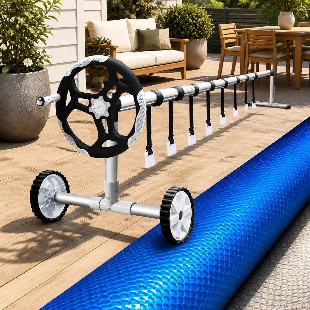 7x4m Solar Pool Cover and Roller Set