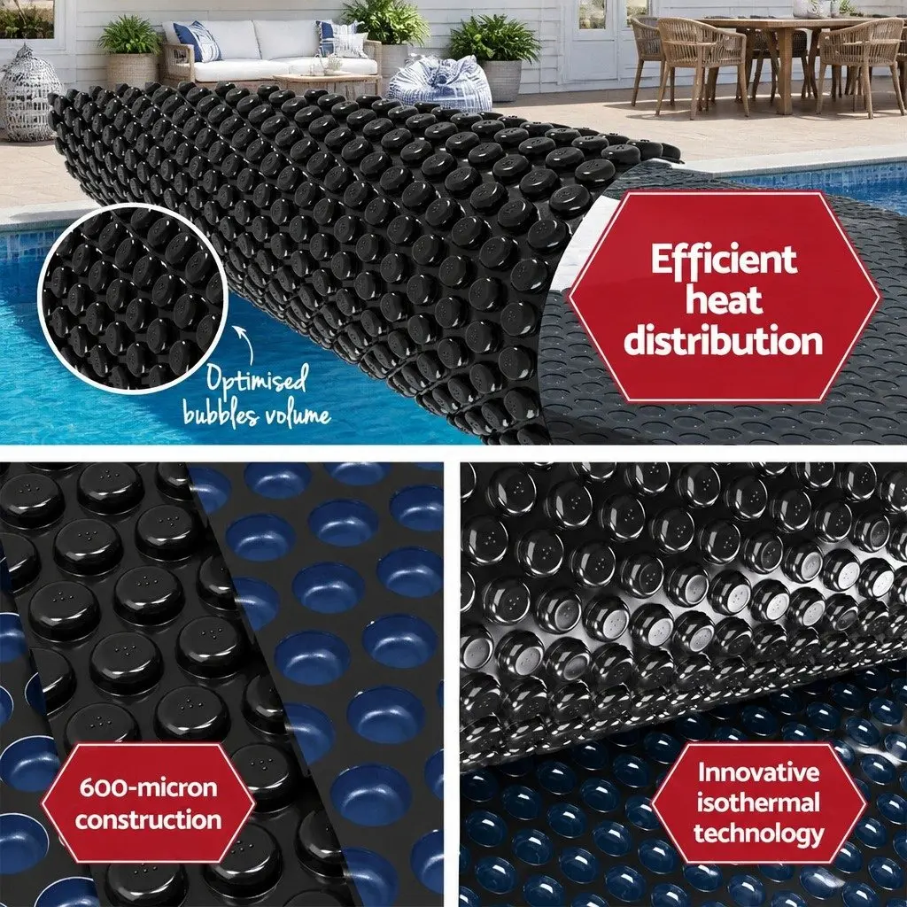 Pool Cover Solar Blanket 600 Micron 7m x 4m with Aluminium Roller Adjustable 5.55m