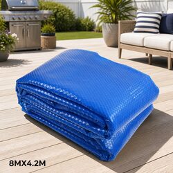 Pool Cover 8x4.2m 400 Micron Solar Blanket Blue Roller Heating Evaporation