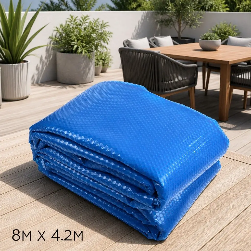 Solar Pool Cover 8x4.2m 500 Micron Swimming Pool Blanket Heat Retention Blue