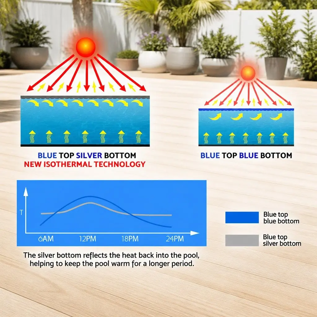 Solar Pool Cover 500 Micron Blue Silver Isothermal 8x4.2m