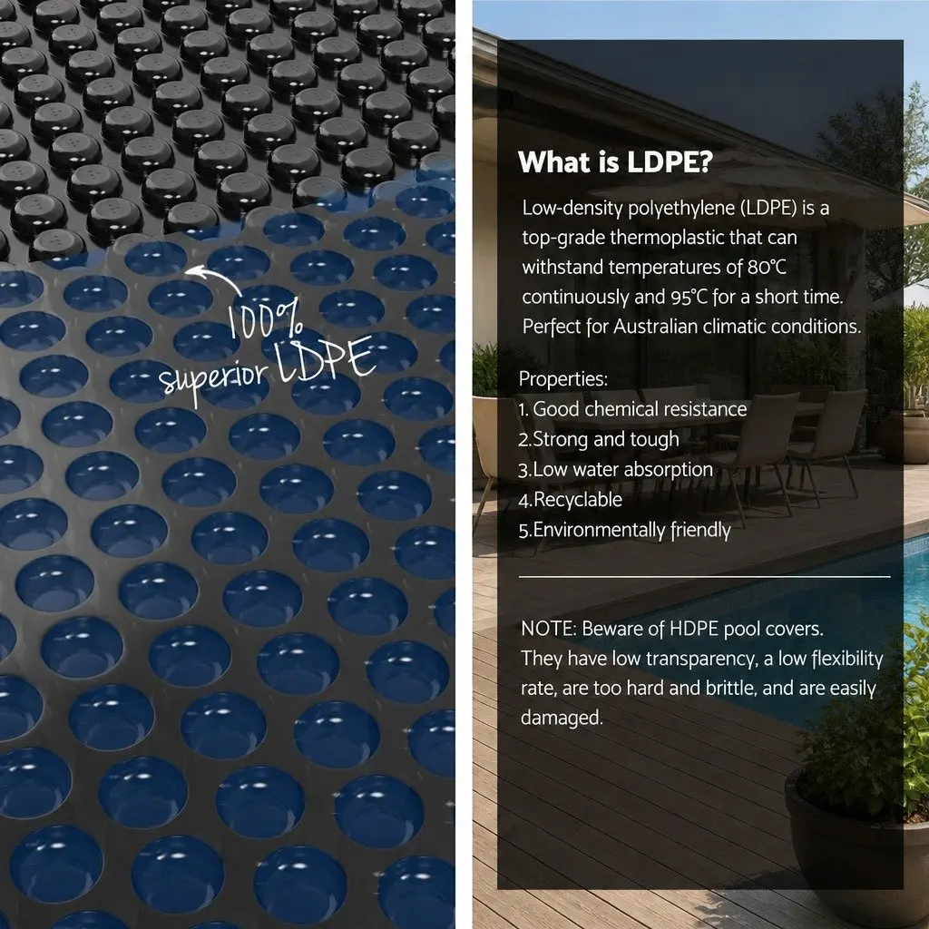Solar Pool Cover 8.5x4.2m Blue Black 600 Micron Bubble Blanket for Heat Retention and UV Protection