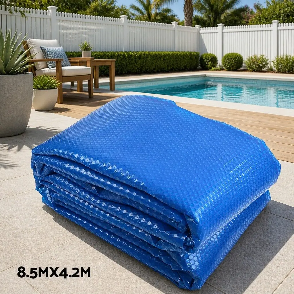 Pool Cover 8.5x4.2m Solar Blanket Roller 500 Micron Blue Silver Swimming Heater