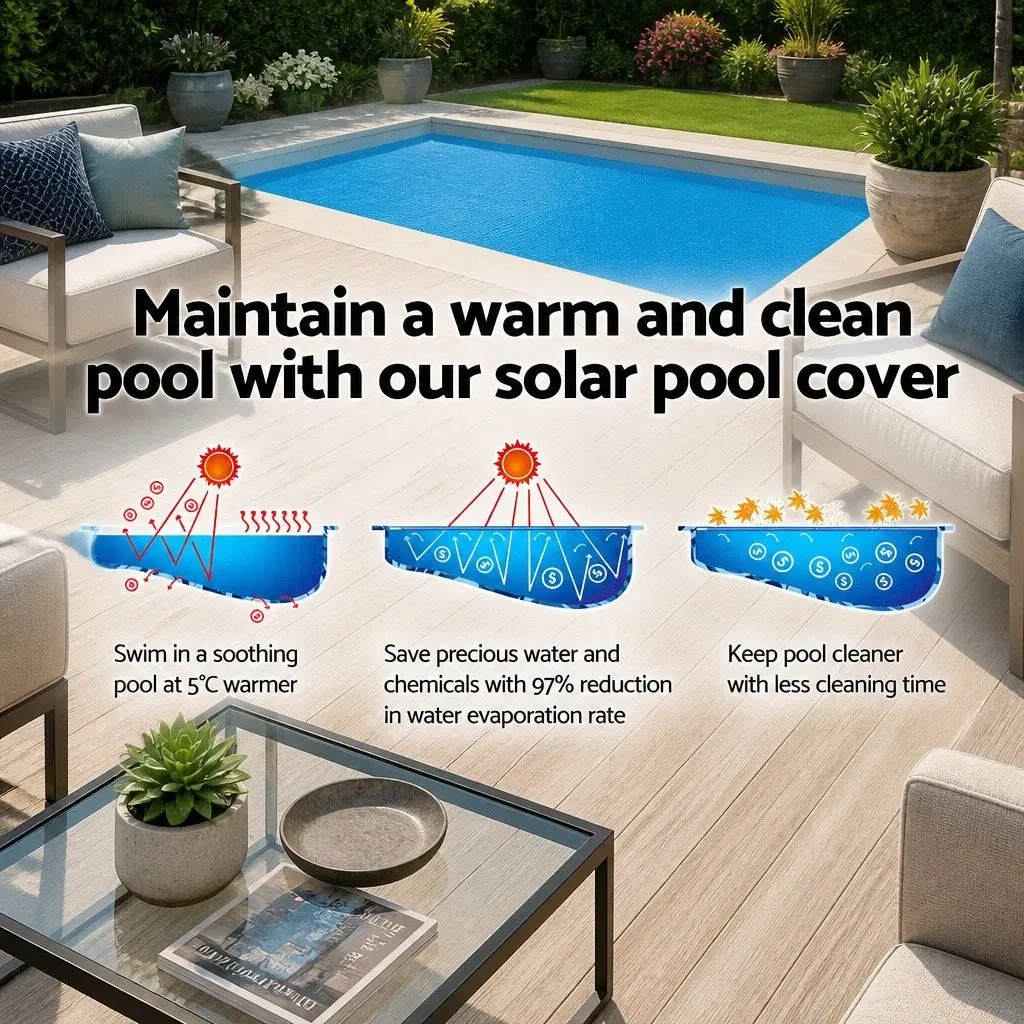 Solar Pool Cover Isothermal Blue Silver 8.5x4.2m 500 Micron