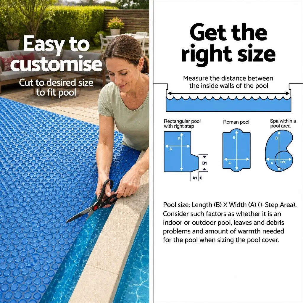 Solar Pool Cover 600 Micron Bubble 9.5m x 5m Blue