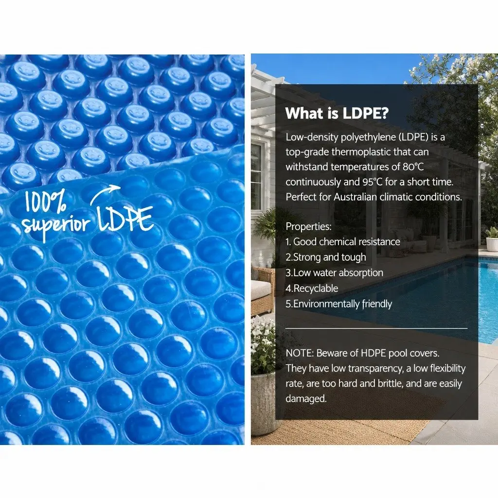Solar Pool Cover 500 Micron Blue 9.5x5m Thermal Bubble