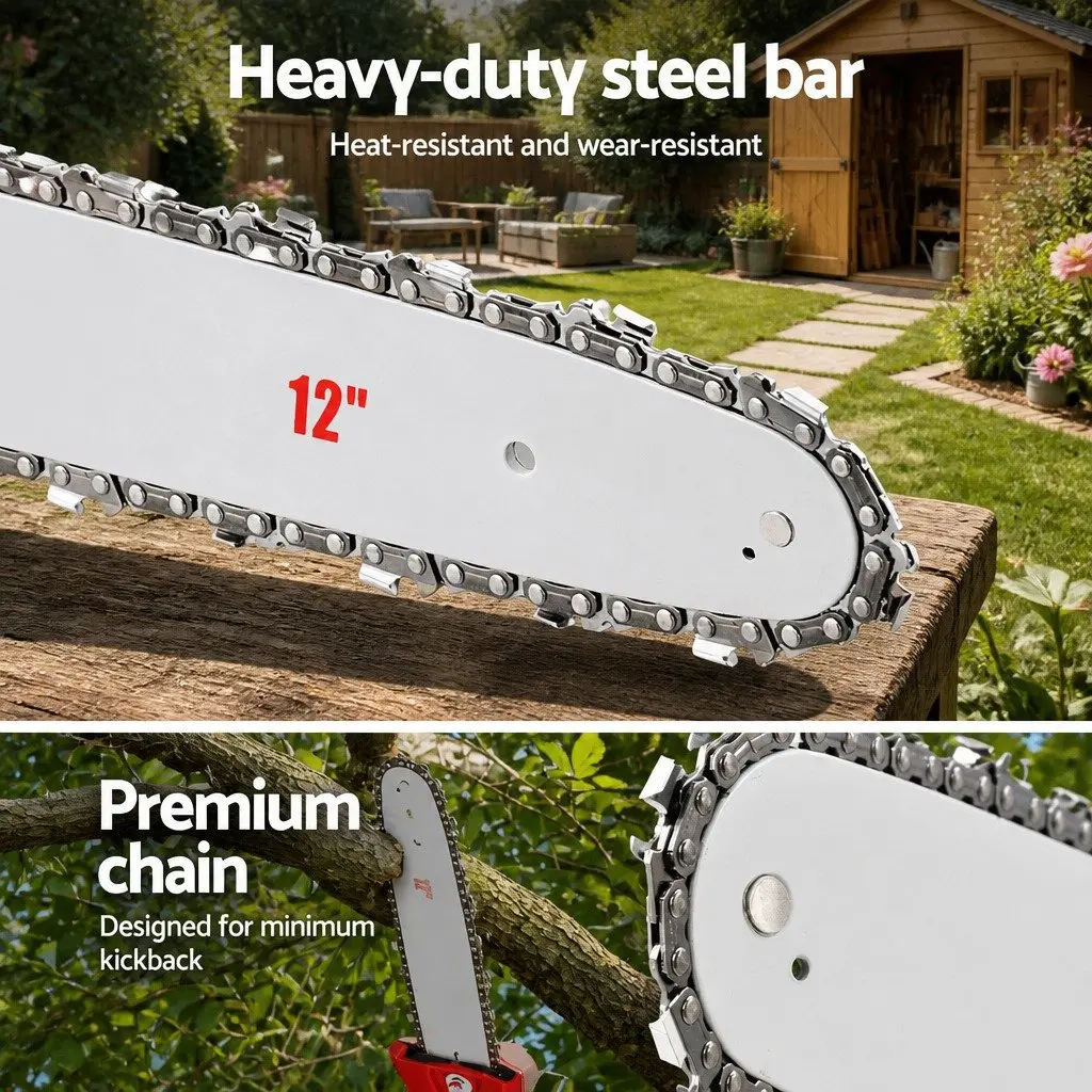 Pole Chainsaw 31cc 4-Stroke Petrol Tree Pruner Garden Cutting Tool 12 Inch Bar