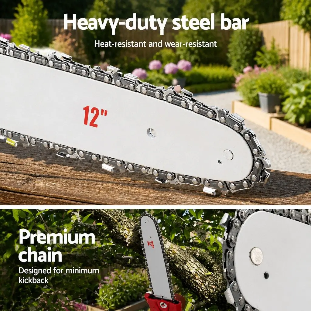 Pole Chainsaw 52cc Petrol 12 Inch Long Reach 9 in 1 Garden Tool