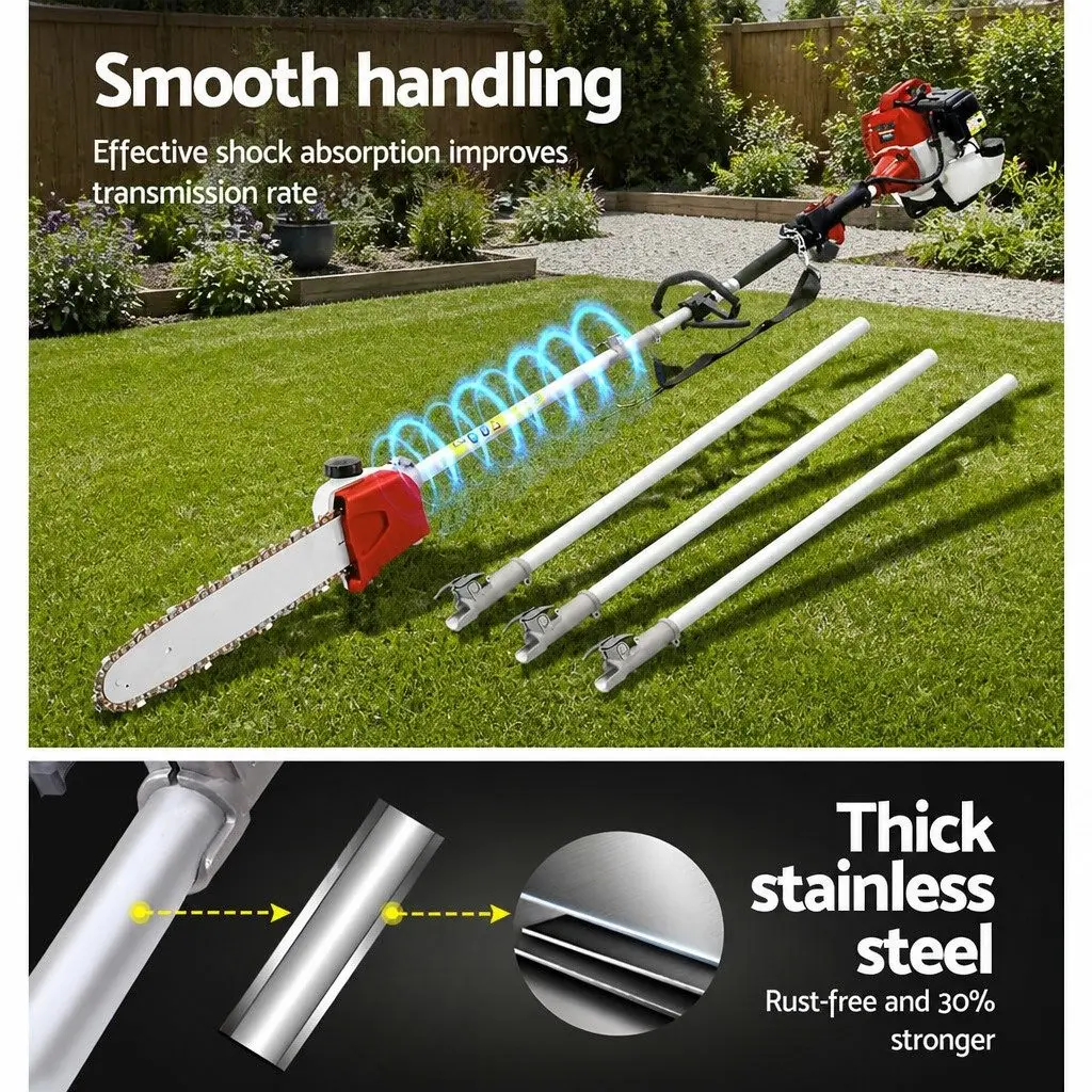Pole Chainsaw 52cc Petrol 12 Inch Long Reach 9 in 1 Garden Tool