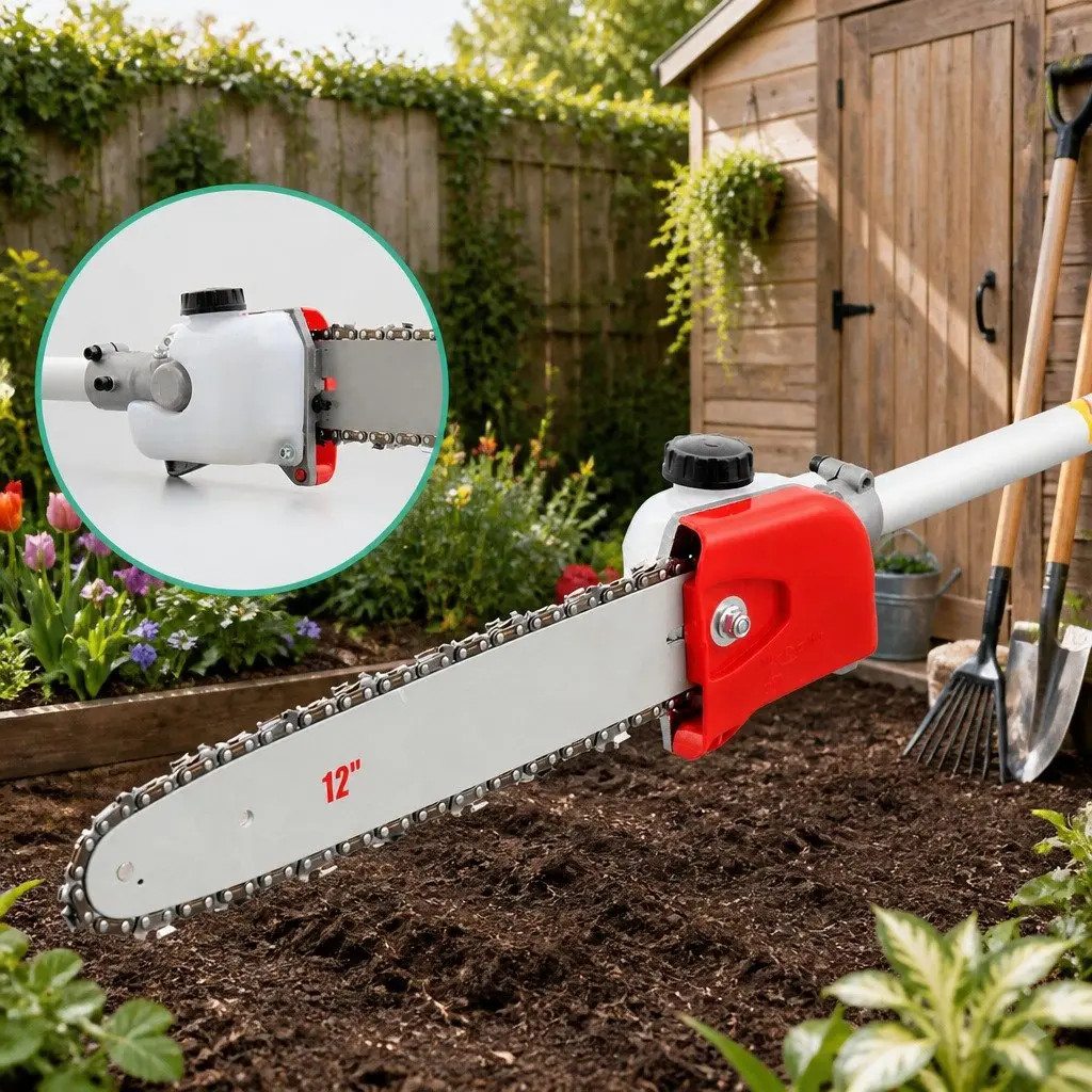 Pole Chainsaw 52cc 2-in-1 Hedge Trimmer Long Reach 5.6m