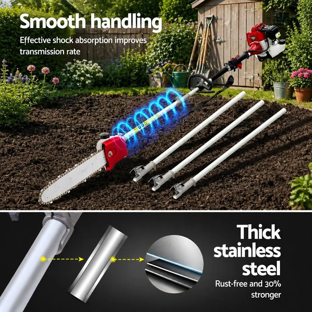 Pole Chainsaw 52cc 2-in-1 Hedge Trimmer Long Reach 5.6m