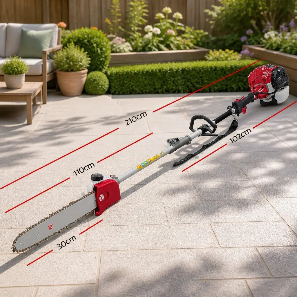 Pole Chainsaw 52cc 2 Stroke Petrol Hedge Trimmer 9 In 1 Multi Tool with Extension Poles for Garden Maintenance