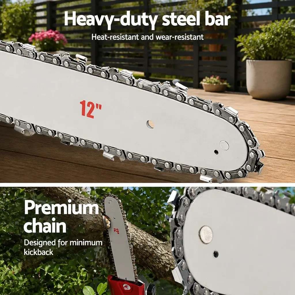Pole Chainsaw 52cc 7 in 1 Petrol Hedge Trimmer Tree Pruner Cutter