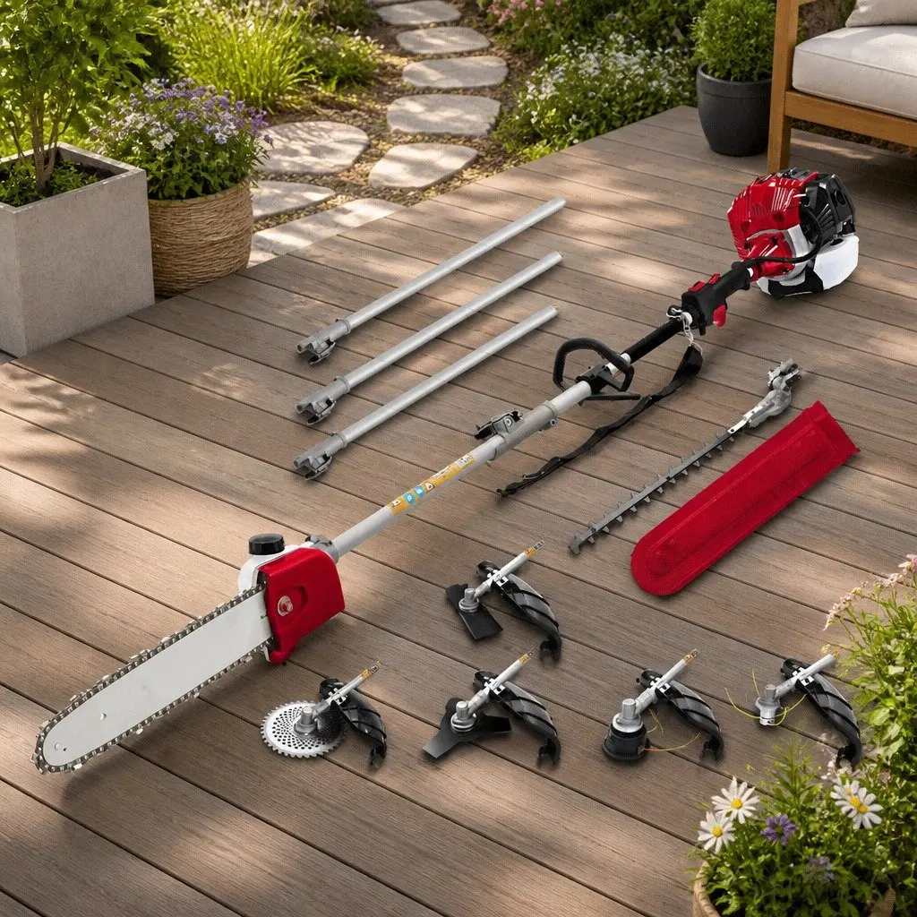 Pole Chainsaw 52cc 7 in 1 Petrol Hedge Trimmer Tree Pruner Cutter