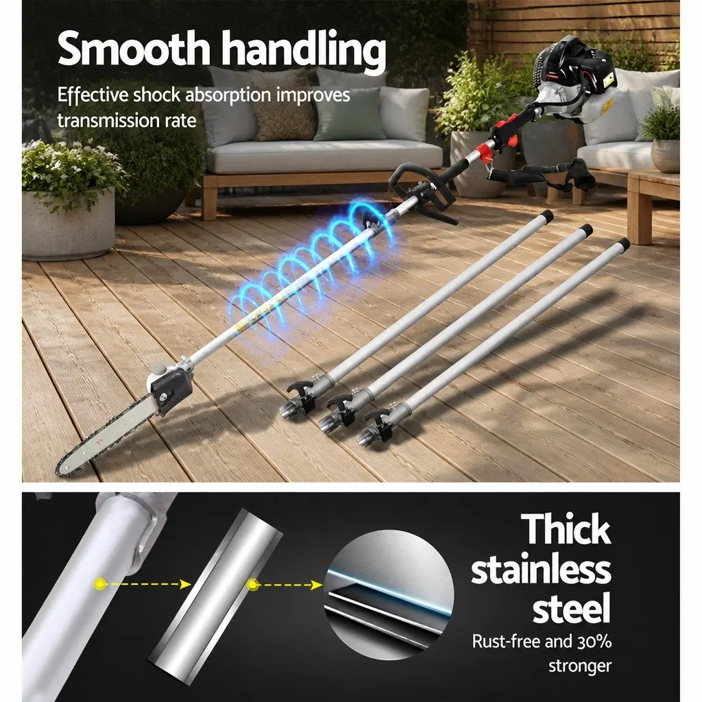 65cc Petrol Pole Chainsaw Hedge Trimmer 2-in-1 Tool with Extension Poles
