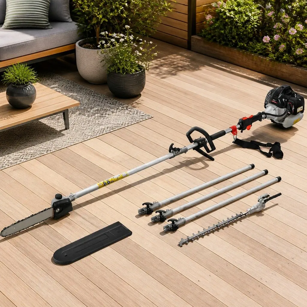 65cc Petrol Pole Chainsaw Hedge Trimmer 2-in-1 Tool with Extension Poles