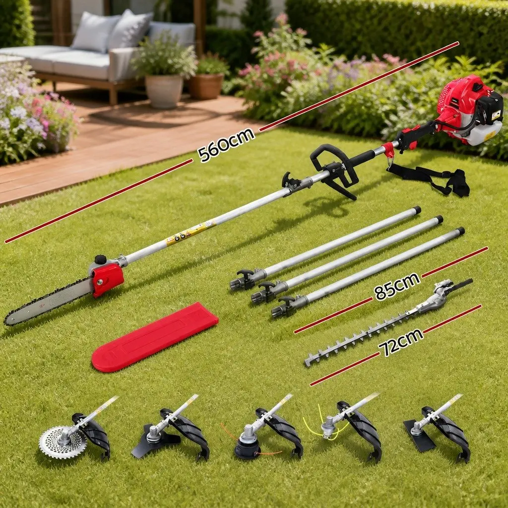 65CC Pole Chainsaw 7-in-1 Multi-Tool with Extension Poles 5.6 Metres for Comprehensive Garden Maintenance