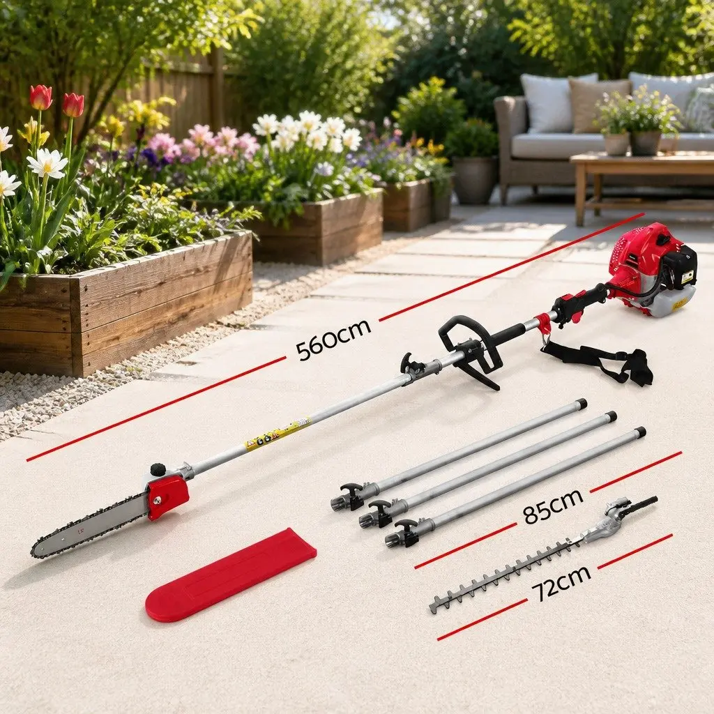 65CC Pole Chainsaw Hedge Trimmer 12in Bar 5.6m Reach Extension Petrol Saw