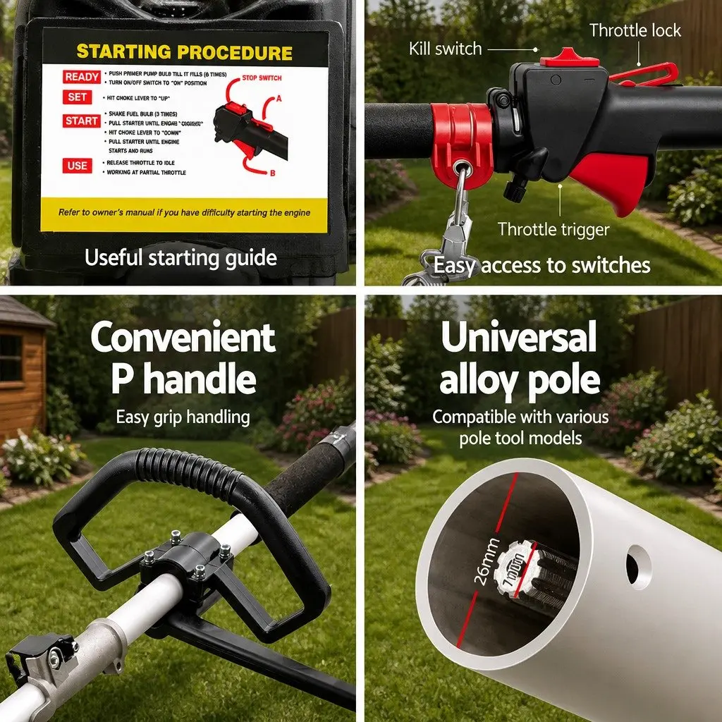 62CC Pole Chainsaw 9-in-1 Garden Tool Adjustable Reach 5.6m