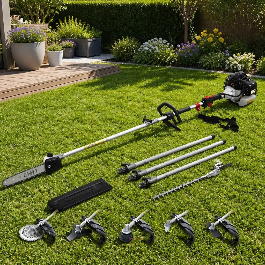 62cc Pole Chainsaw Hedge Trimmer Brush Cutter Whipper 7-in-1 5.6m Reach Garden