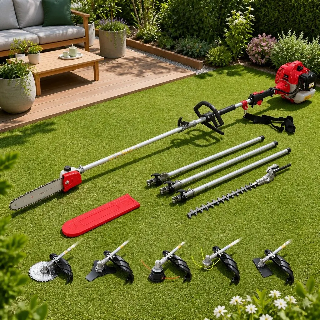 62CC Pole Chainsaw 7-in-1 Multi-Tool Hedge Trimmer Brush Cutter Whipper 5.6m