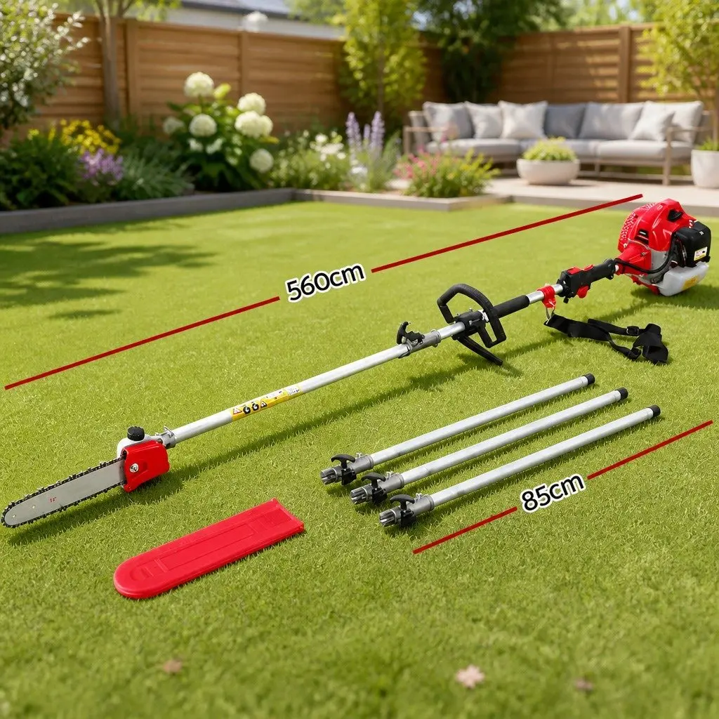 Pole Chainsaw Petrol Powered 62CC 12in Bar 5.6m Reach Long Handled