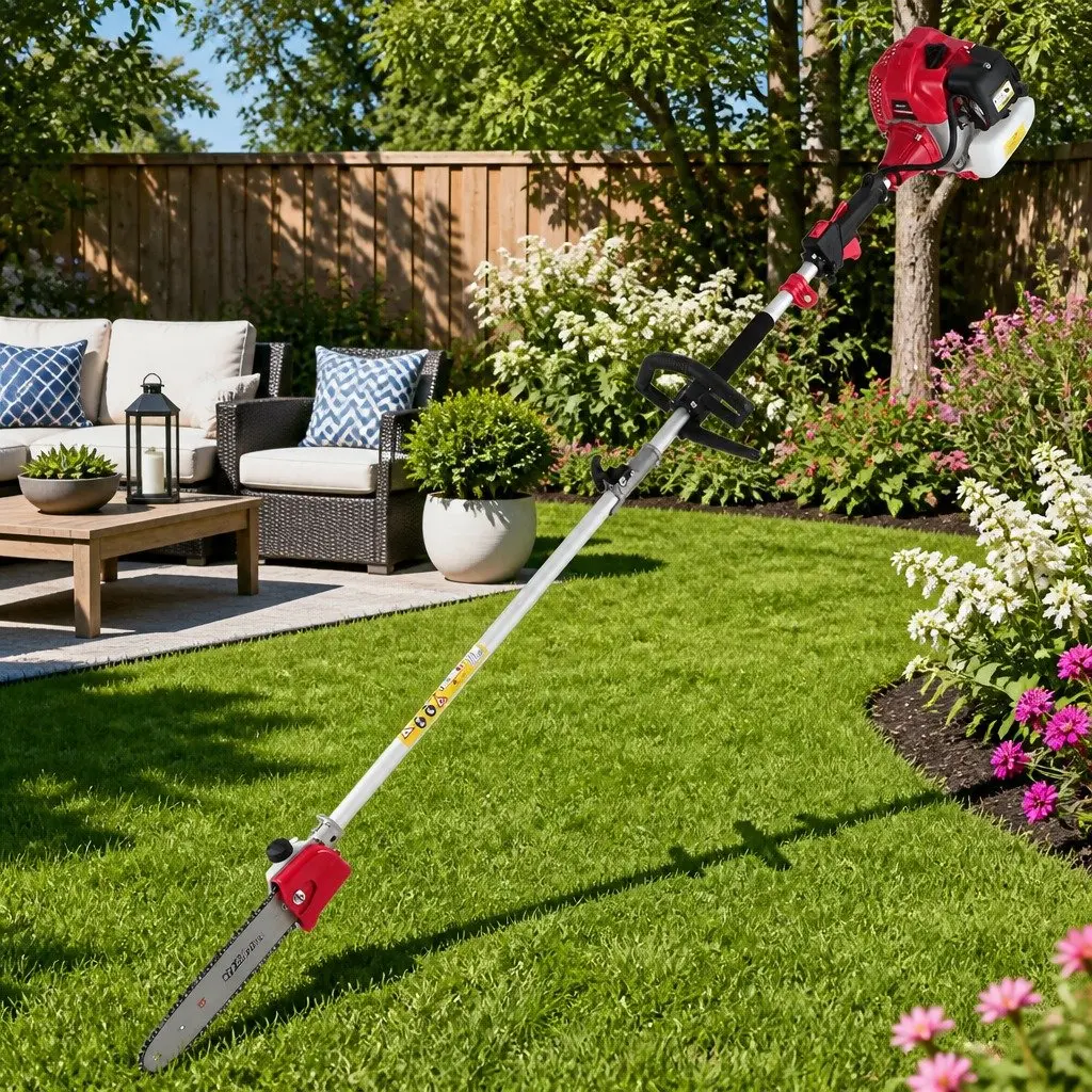 Pole Chainsaw Petrol Powered 62CC 12in Bar 5.6m Reach Long Handled