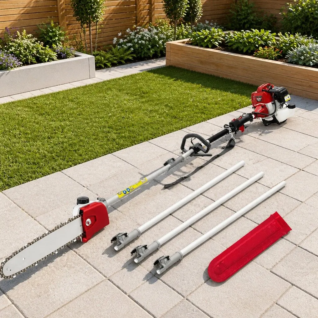 Pole Chainsaw 52cc Petrol Long Reach 12 Inch Bar Red