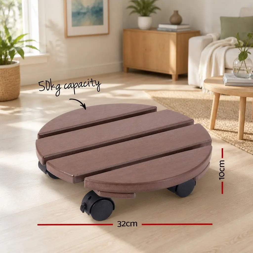 Plant Caddy Rolling Cart With Lockable Wheels Indoor Outdoor Pot Mover Brown
