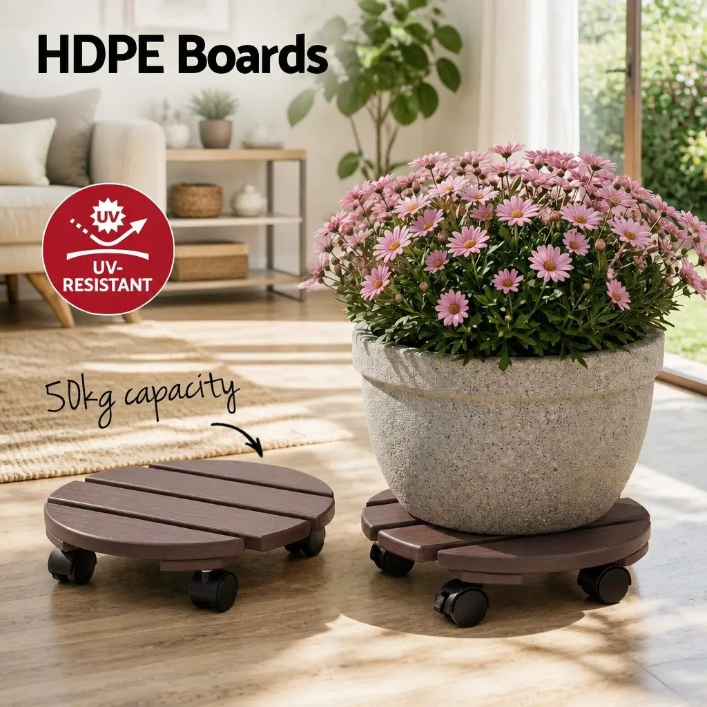 Plant Caddy Rolling Cart With Lockable Wheels Indoor Outdoor Pot Mover Brown