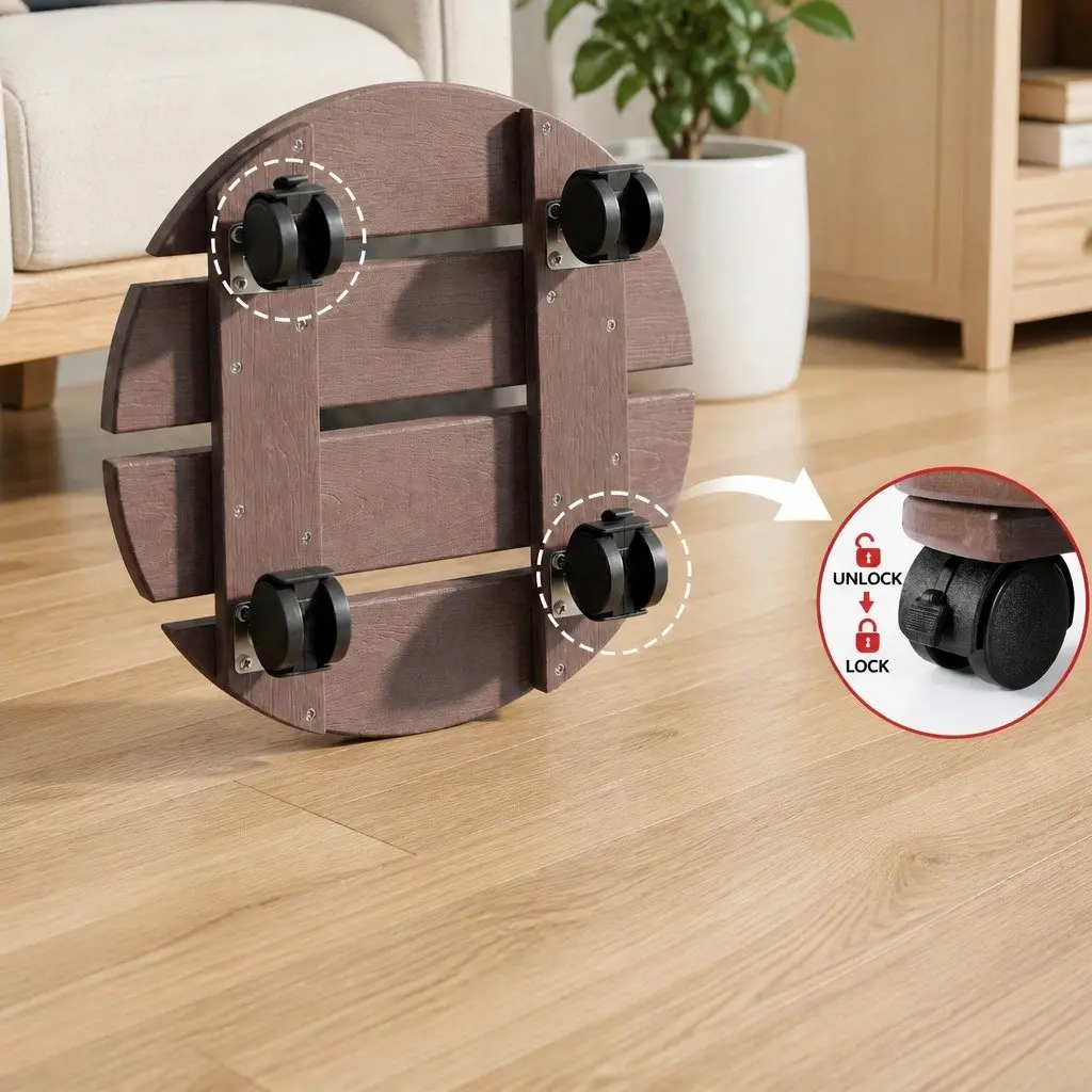 Plant Caddy Rolling Cart With Lockable Wheels Indoor Outdoor Pot Mover Brown