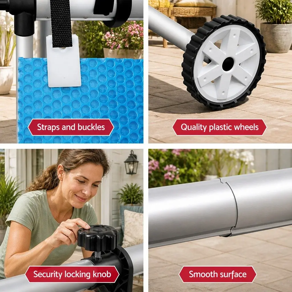 Adjustable 4m Pool Cover Roller Aluminium Alloy Construction with Non-Slip Wheel Mechanism