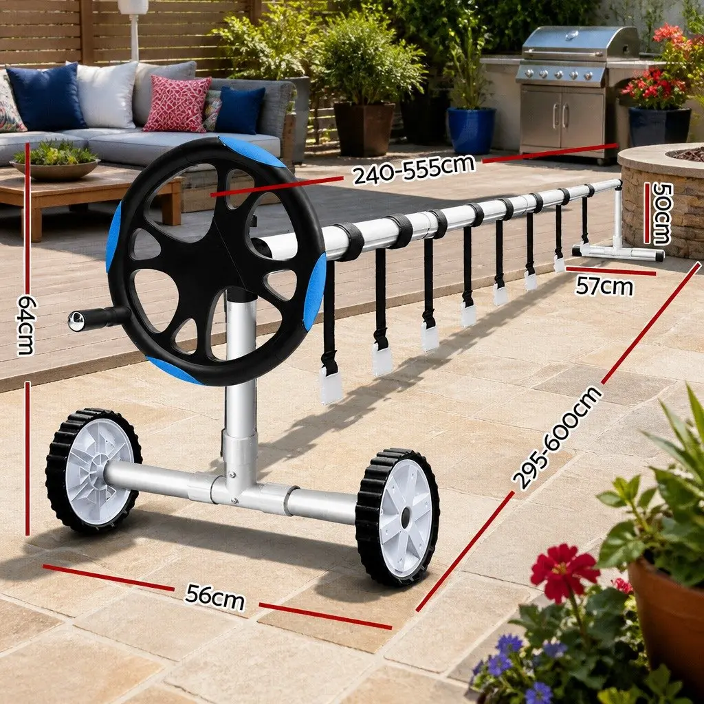 Pool Cover Roller Adjustable Aluminium 5.5m Swimming Pool Solar Blanket Reel