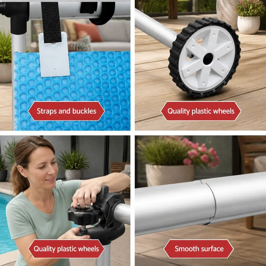 Pool Cover Roller Adjustable Telescopic 5.55m Aluminium Solar Blanket Reel