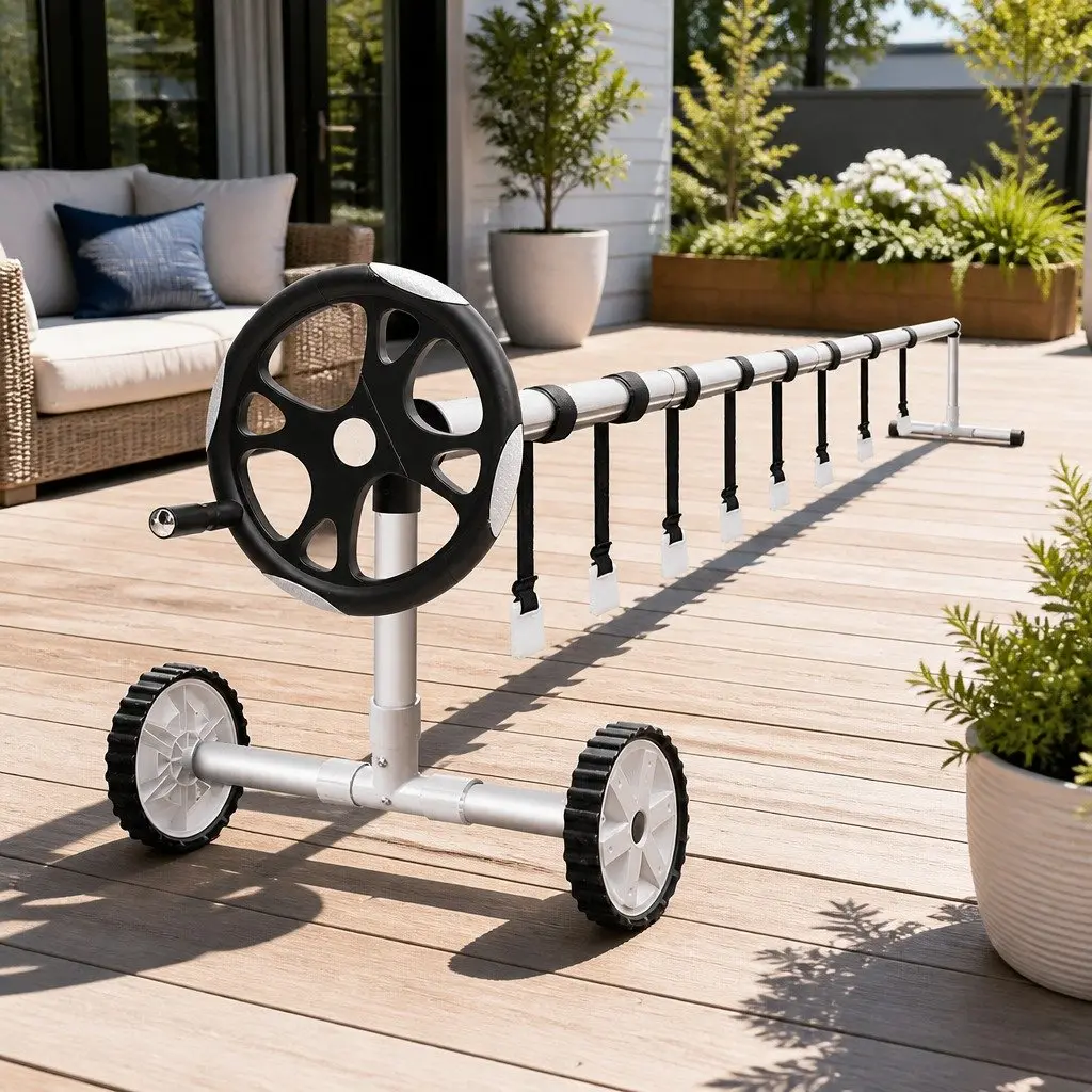 Pool Cover Roller Adjustable Telescopic 5.55m Aluminium Solar Blanket Reel