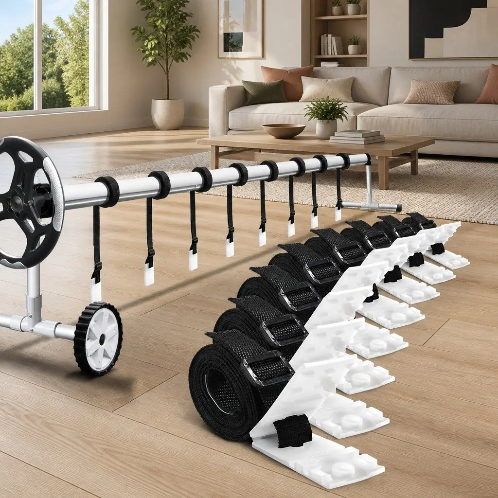 Pool Cover Roller Attachment Strap Kit Universal 8 Piece Nylon Buckle Clip Set