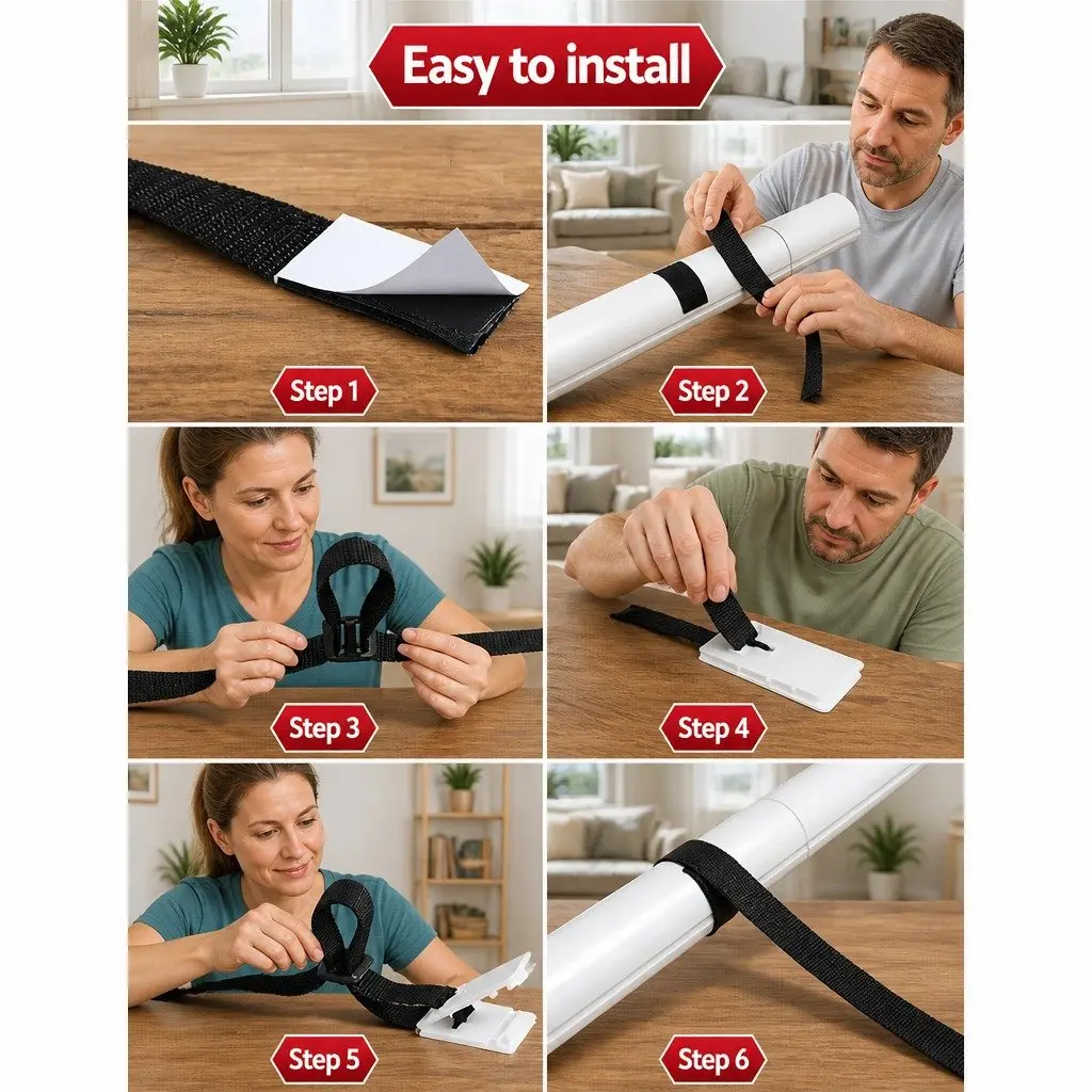 Pool Cover Roller Attachment Strap Kit Universal 8 Piece Nylon Buckle Clip Set