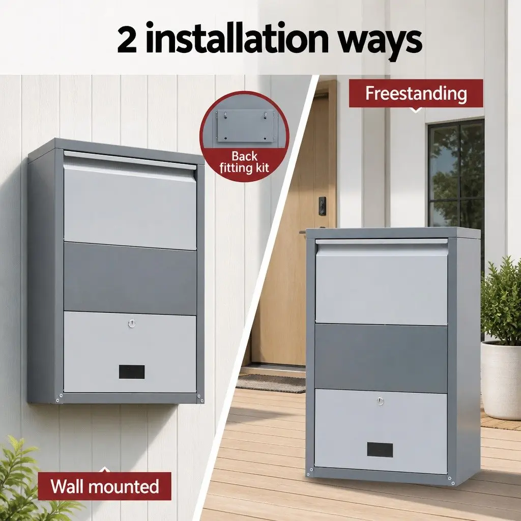 Grey Parcel Drop Box for Secure Deliveries