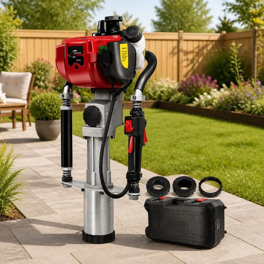 Post Driver Petrol 38CC 4-Stroke Portable with Hardened Hammering Pin and Soft Rubber Grip Handles