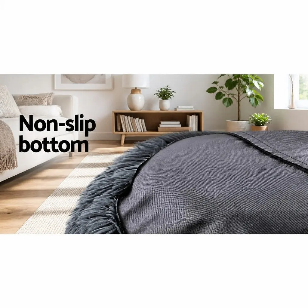 Extra Large Pet Bed Dog Cat 110cm Soft Plush Calming Dark Grey Non-Slip