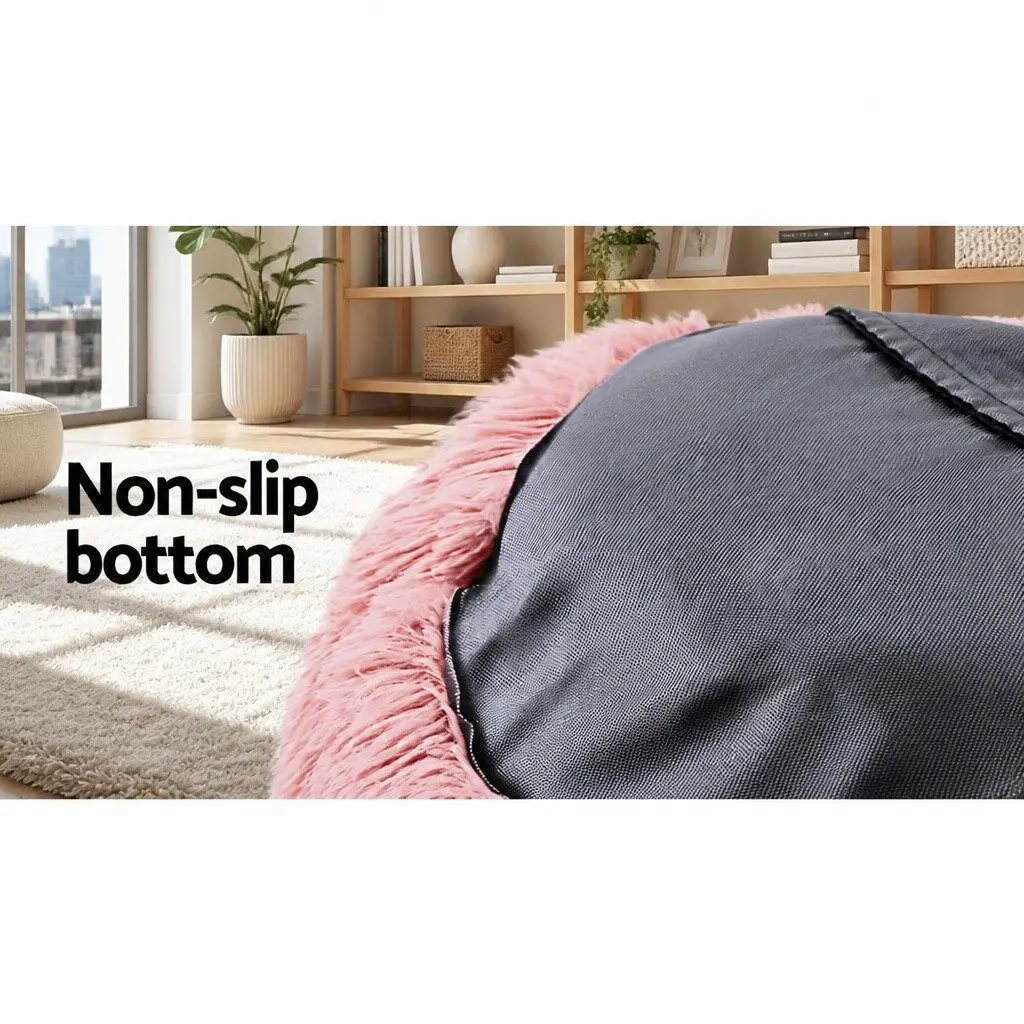 Large Pet Bed Soft Plush 90cm Non-Slip Washable Cover Pink