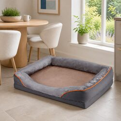 Pet Bed Orthopedic Dog Cat Washable Plush Fleece Sofa Cushion Mat Grey