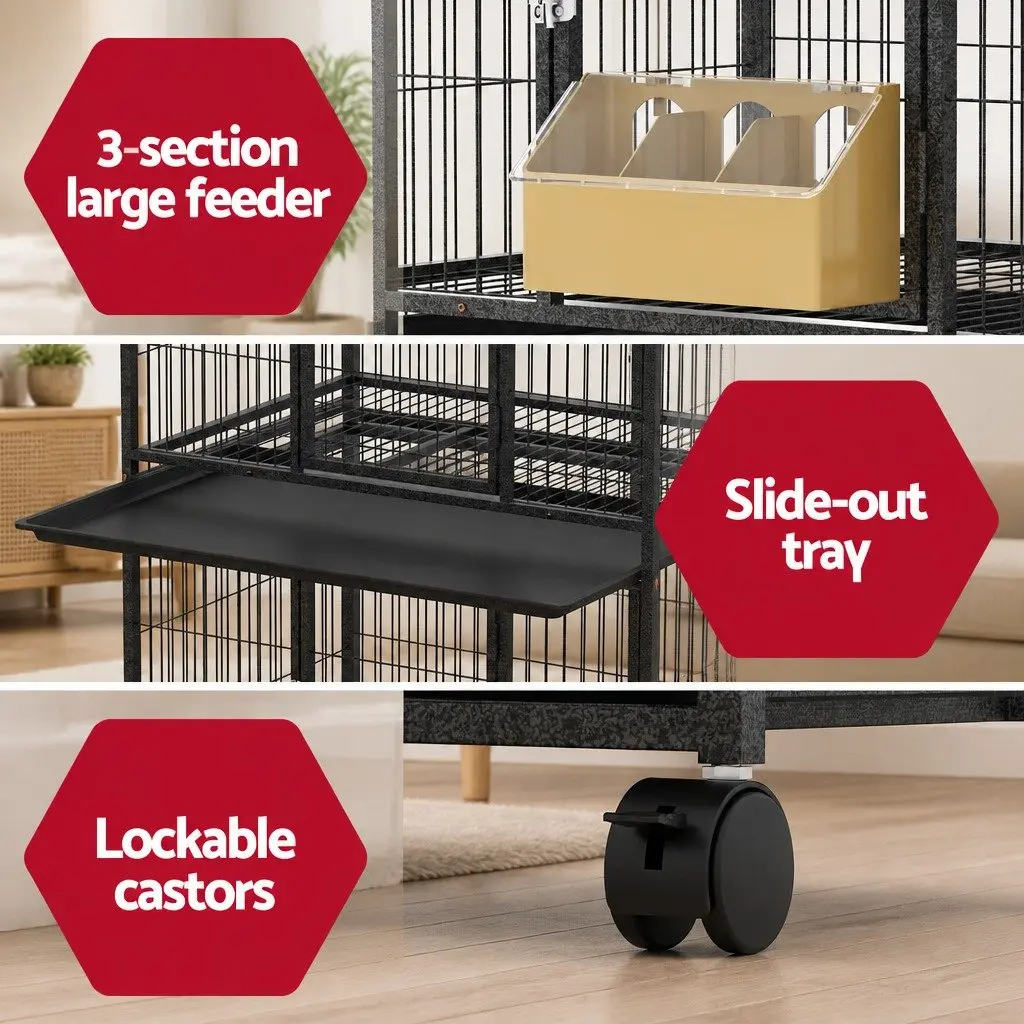 Bird Cage Large Spacious Aviary with Wheels for Small Birds