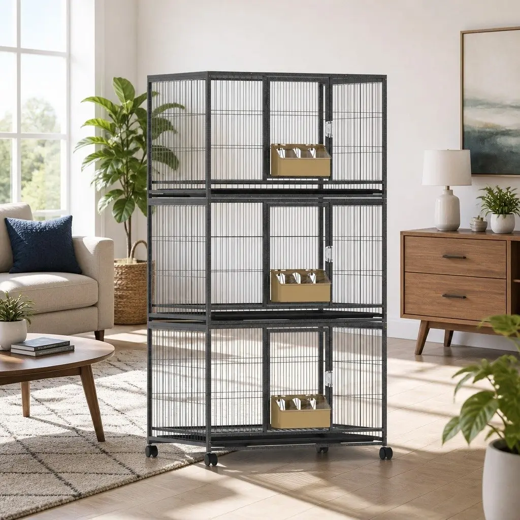 Bird Cage Large Spacious Aviary with Wheels for Small Birds
