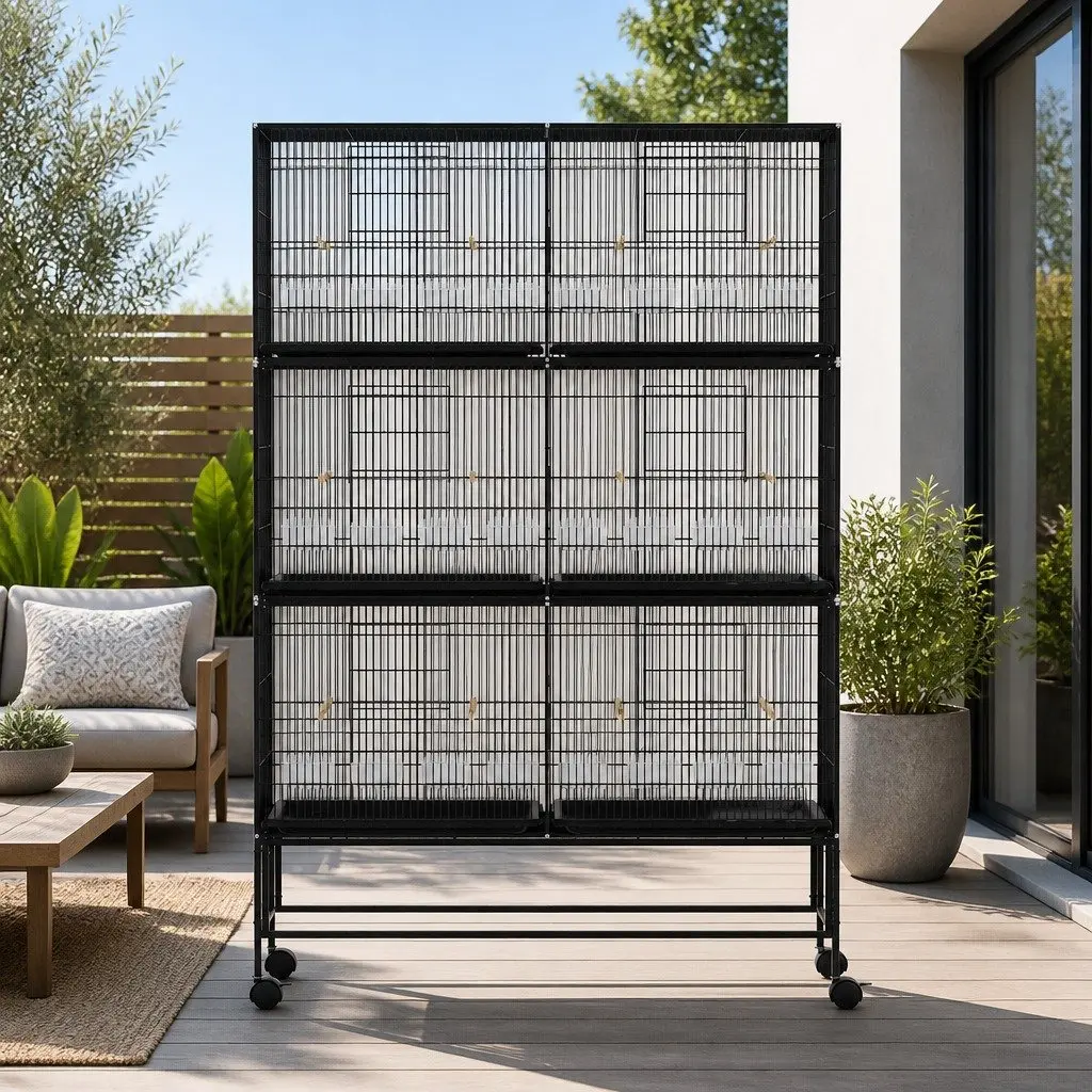 Large Bird Cage 175cm Aviary Expandable Six-Cage Design Nesting Boxes Perches