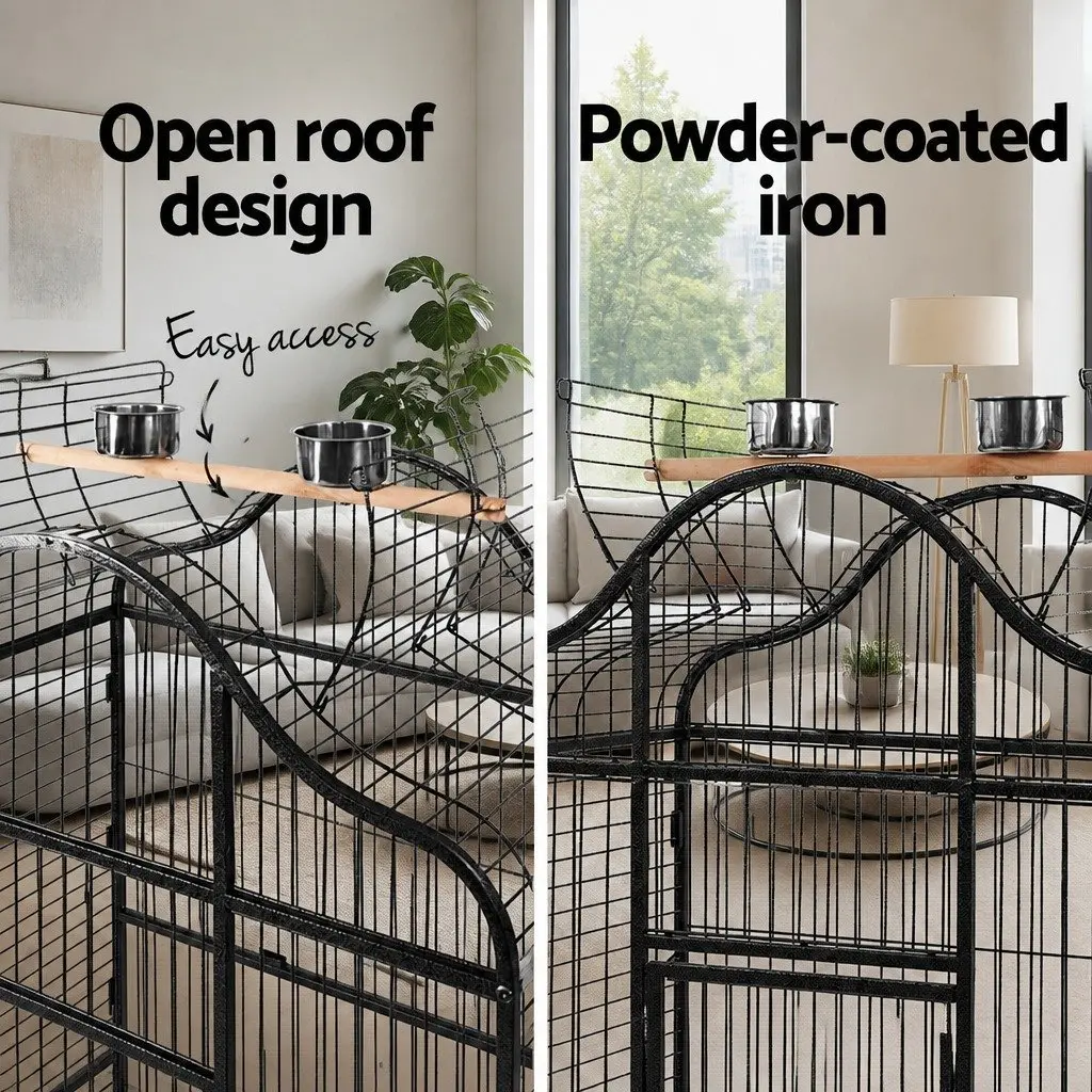 Large Bird Cage 168cm Aviary Open Top Heavy-Duty Wrought Iron Frame Parrot