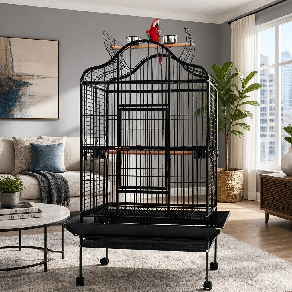 Large Bird Cage 168cm Aviary Open Top Heavy-Duty Wrought Iron Frame Parrot